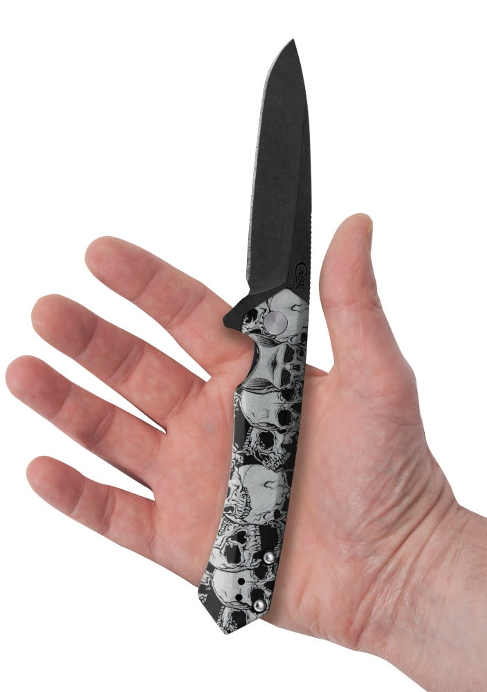 Embellished Black Anodized Aluminum Kinzua® with Spear Blade in hand