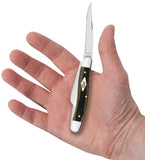 Smooth Black & Green Natural Canvas Micarta® Medium Stockman Knife in Hand