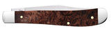 Smooth Brown Maple Burl Wood Slimline Trapper Knife Closed