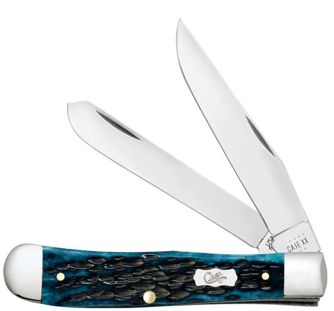 Pocket Worn® Peach Seed Jig Mediterranean Blue Bone Trapper Knife