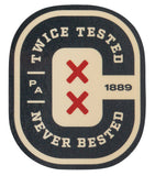 Front image of the "Twice Tested" Sticker from the Case Sticker 6 Pack