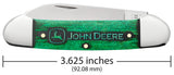 John Deere Embellished Smooth Natural Bone Canoe with Green Color Wash Knife Dimensions