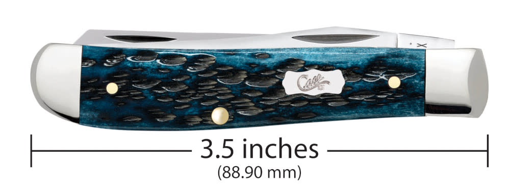 Pocket Worn® Peach Seed Jig Mediterranean Blue Bone Mini Trapper Knife Dimensions
