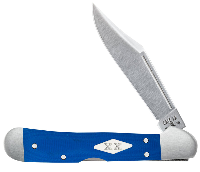 Smooth Blue G-10  Mini CopperLock® Knife Front View