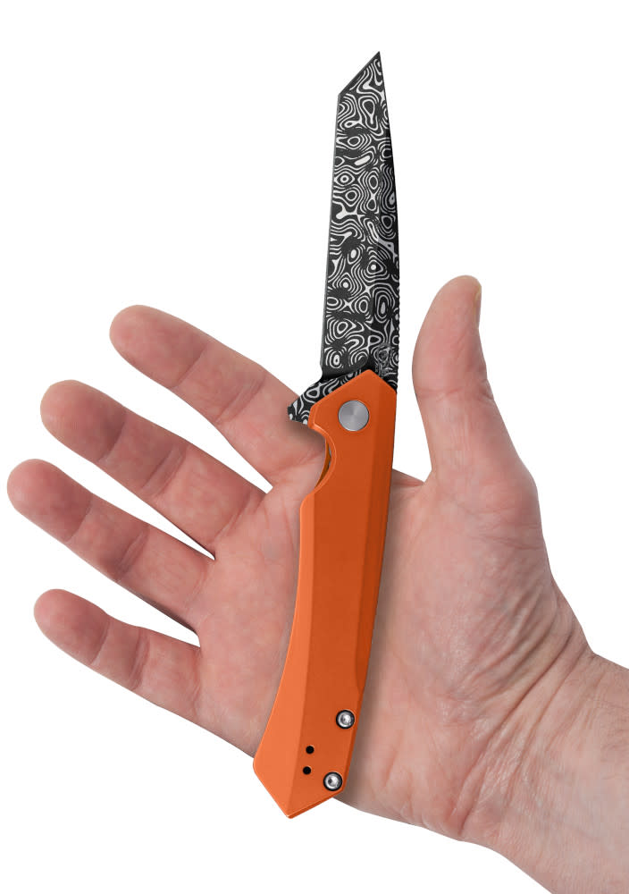 Embellished Orange Anodized Aluminum Kinzua® in hand