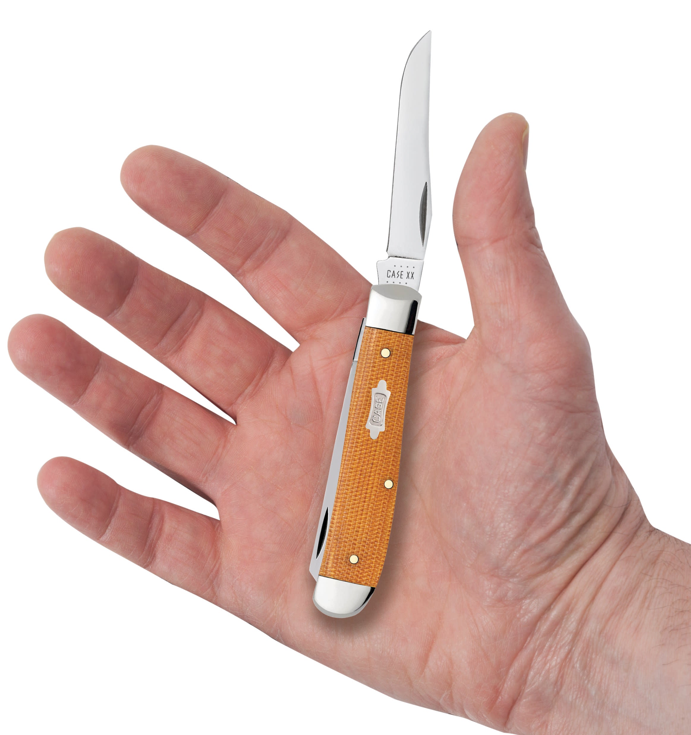 Natural Canvas Micarta® Mini Trapper Knife in Hand