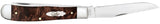 Smooth Brown Maple Burl Wood Trapper Knife Open