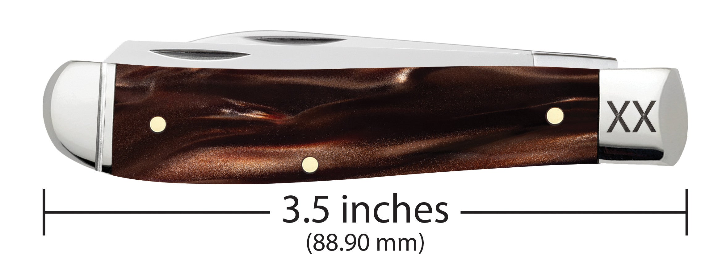 Smooth Caramel Swirl Kirinite® Mini Trapper Knife Dimensions