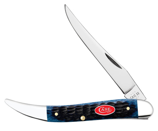 Rogers Jig Navy Blue Bone Medium Texas Toothpick Knife Front View