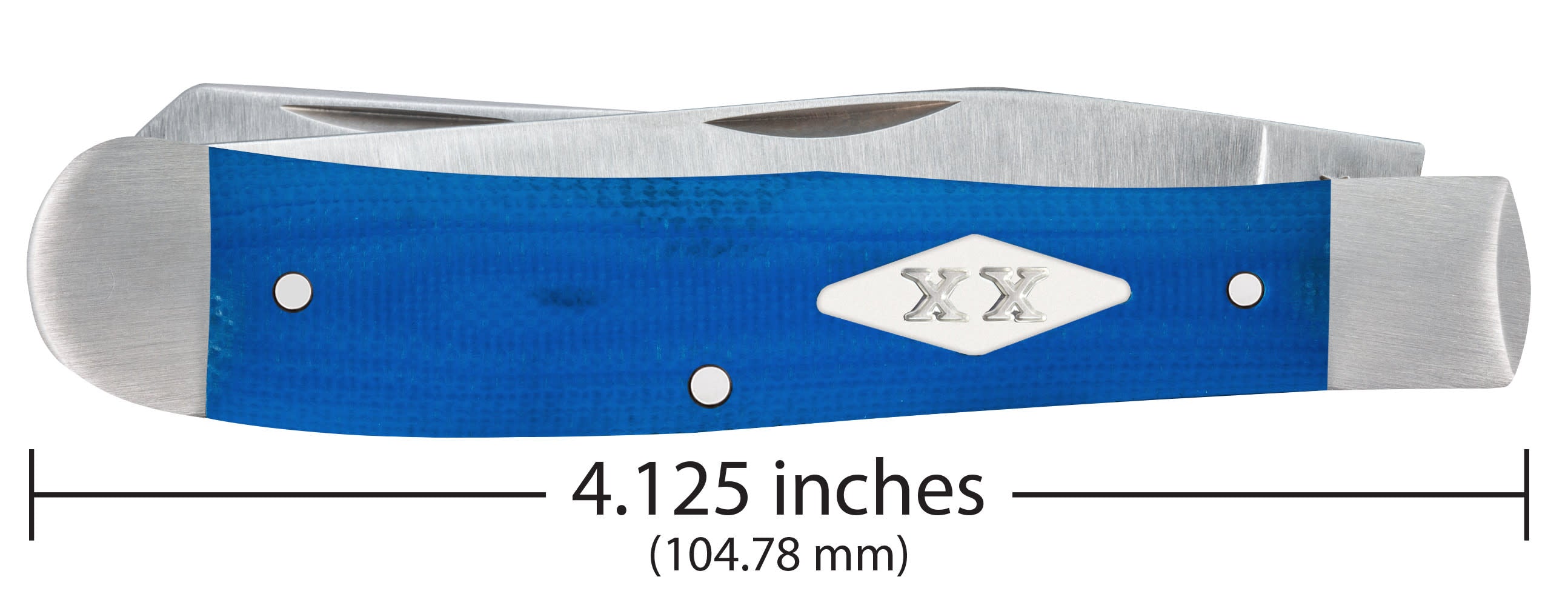 Smooth Blue G-10  Trapper  Knife Dimensions