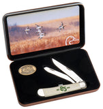 Ducks Unlimited® 85th Anniversary Embellished Smooth Natural Bone Trapper Knife in Packaging