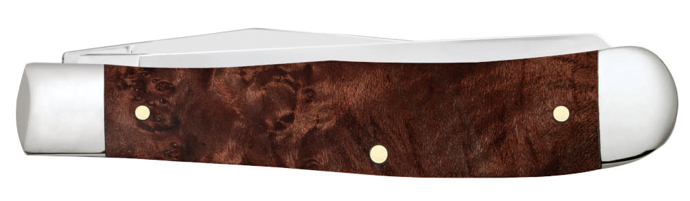 Smooth Brown Maple Burl Wood Trapper Knife Closed