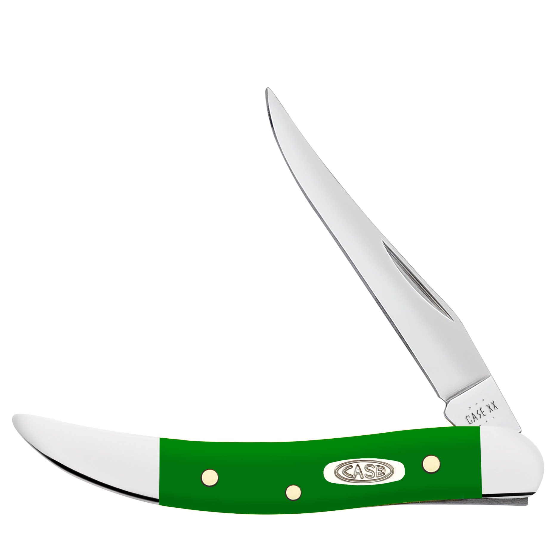 Smooth Green Synthetic Small Texas Toothpick Knife Front View