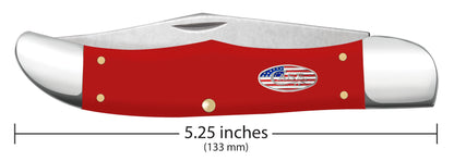 American Workman Smooth Red Synthetic CS Folding Hunter  Knife Dimensions