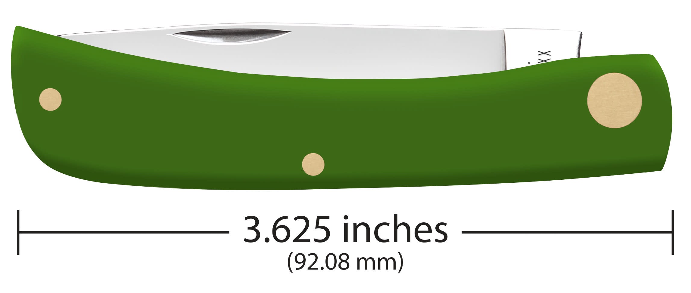 Smooth Green Synthetic Sod Buster Jr® Knife Dimensions